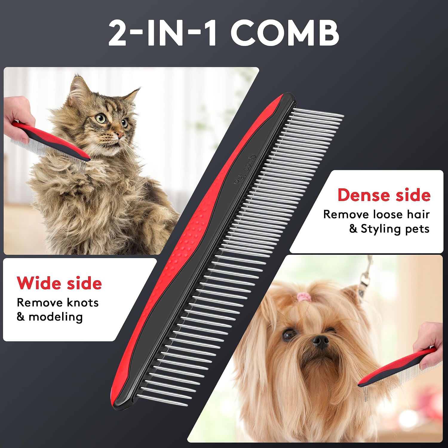 Tpotato dog brush ergonomic non-slip handle detail