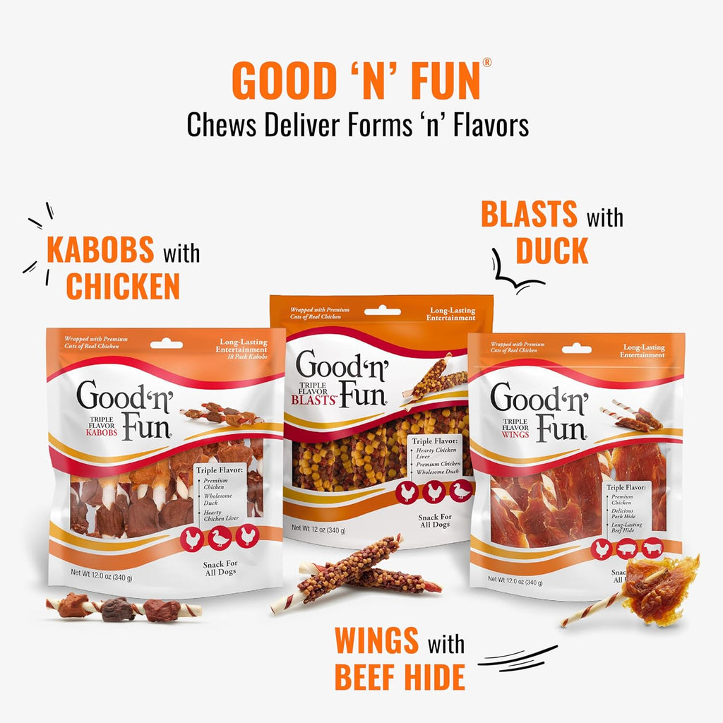 High protein triple flavor dog treats pack layout view