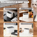 Side view of marble-patterned litter scoop storage stand