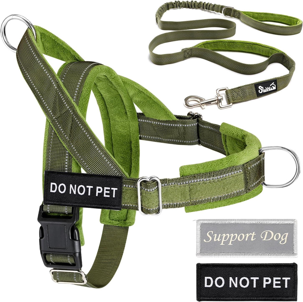 Lukovee No Pull Dog Harness and Leash Set - Adjustable Soft Padded Vest with Front Clip for Easy Control, Reflective Durable Harness for Safe Daily Training Walking for Medium Large Dogs (L, Green) - Image 9