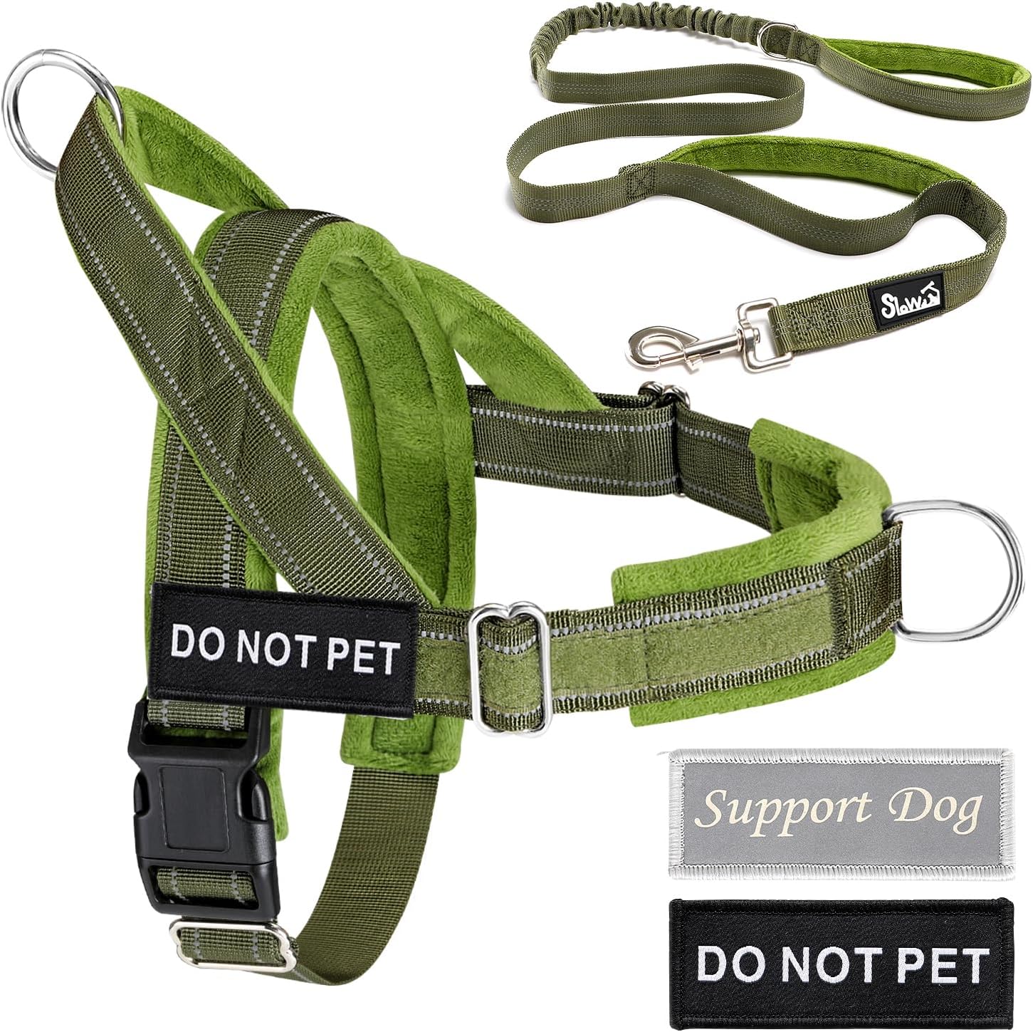 Lukovee No Pull Dog Harness and Leash Set - Adjustable Soft Padded Vest with Front Clip for Easy Control, Reflective Durable Harness for Safe Daily Training Walking for Medium Large Dogs (L, Green) - Image 9