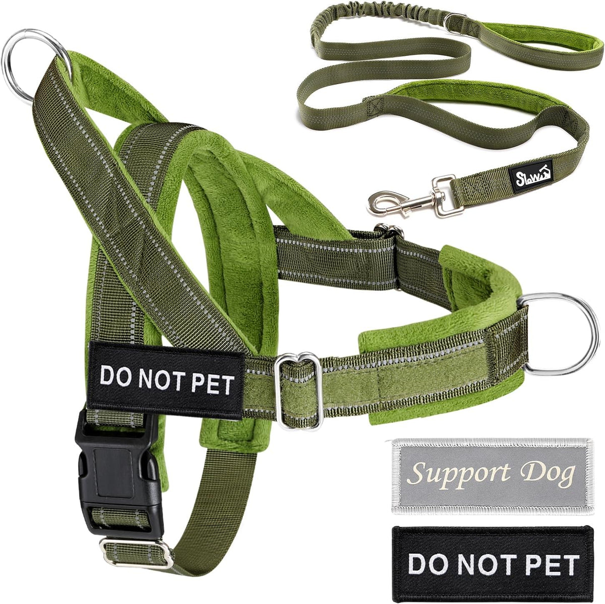 Lukovee No Pull Dog Harness and Leash Set - Adjustable Soft Padded Vest with Front Clip for Easy Control, Reflective Durable Harness for Safe Daily Training Walking for Medium Large Dogs (L, Green) - Image 9