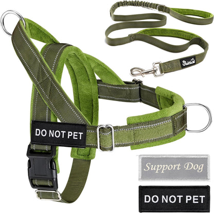 Lukovee No Pull Dog Harness and Leash Set - Adjustable Soft Padded Vest with Front Clip for Easy Control, Reflective Durable Harness for Safe Daily Training Walking for Medium Large Dogs (L, Green) - Image 9