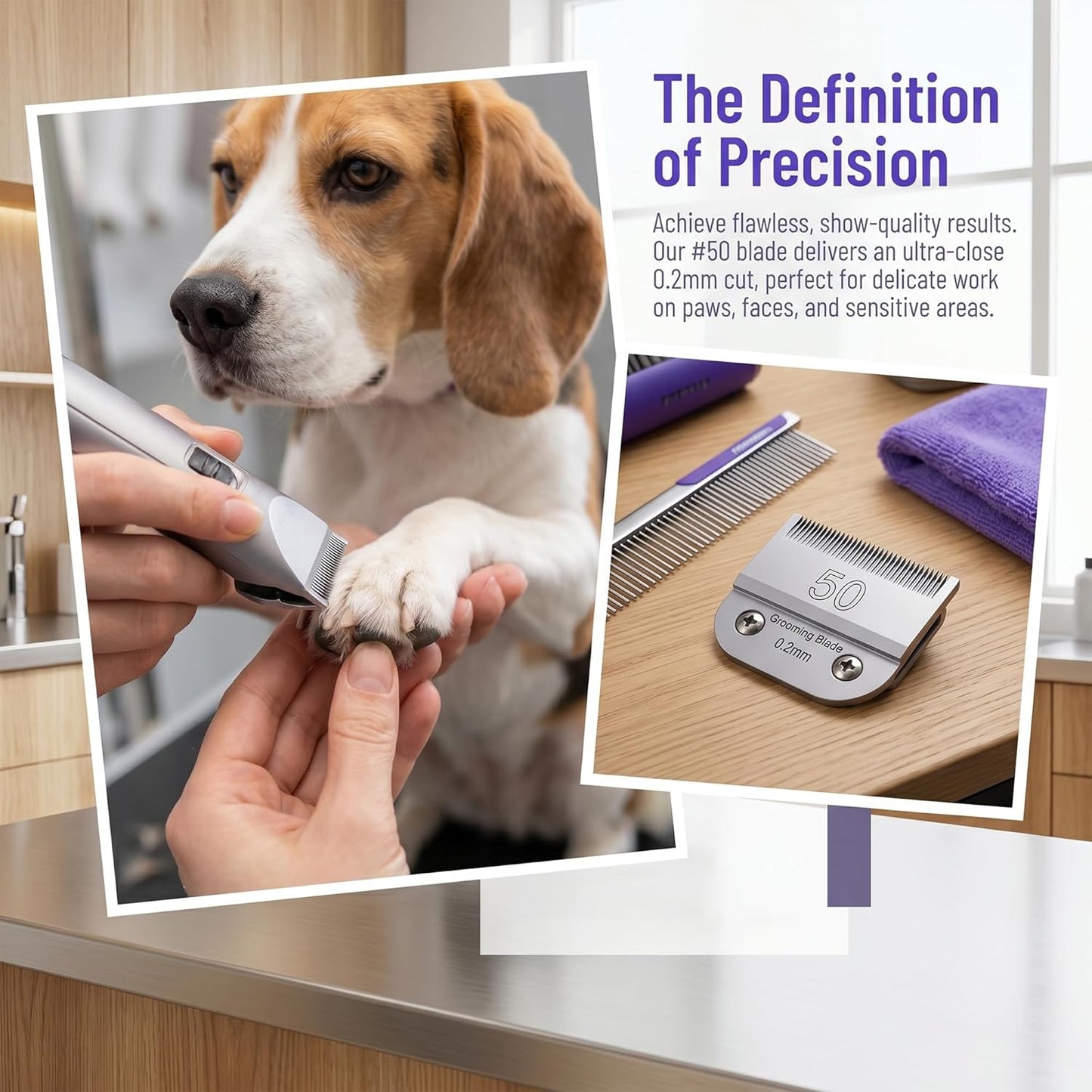 OwnLifeYF heat resistant dog grooming blade showcasing the premium stainless steel material construction