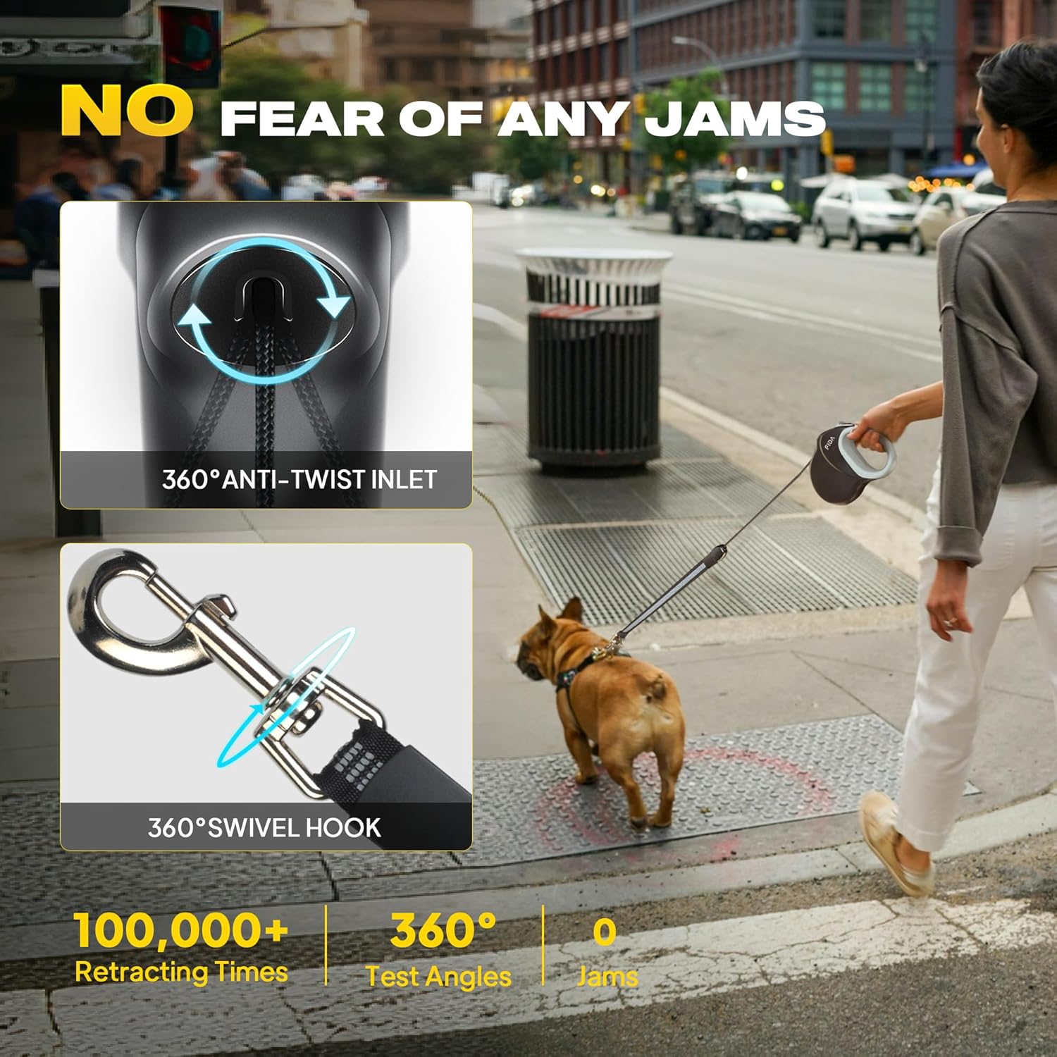 One-hand brake mechanism on Fida dog leash