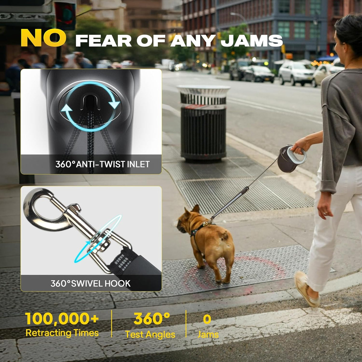 One-hand brake mechanism on Fida dog leash