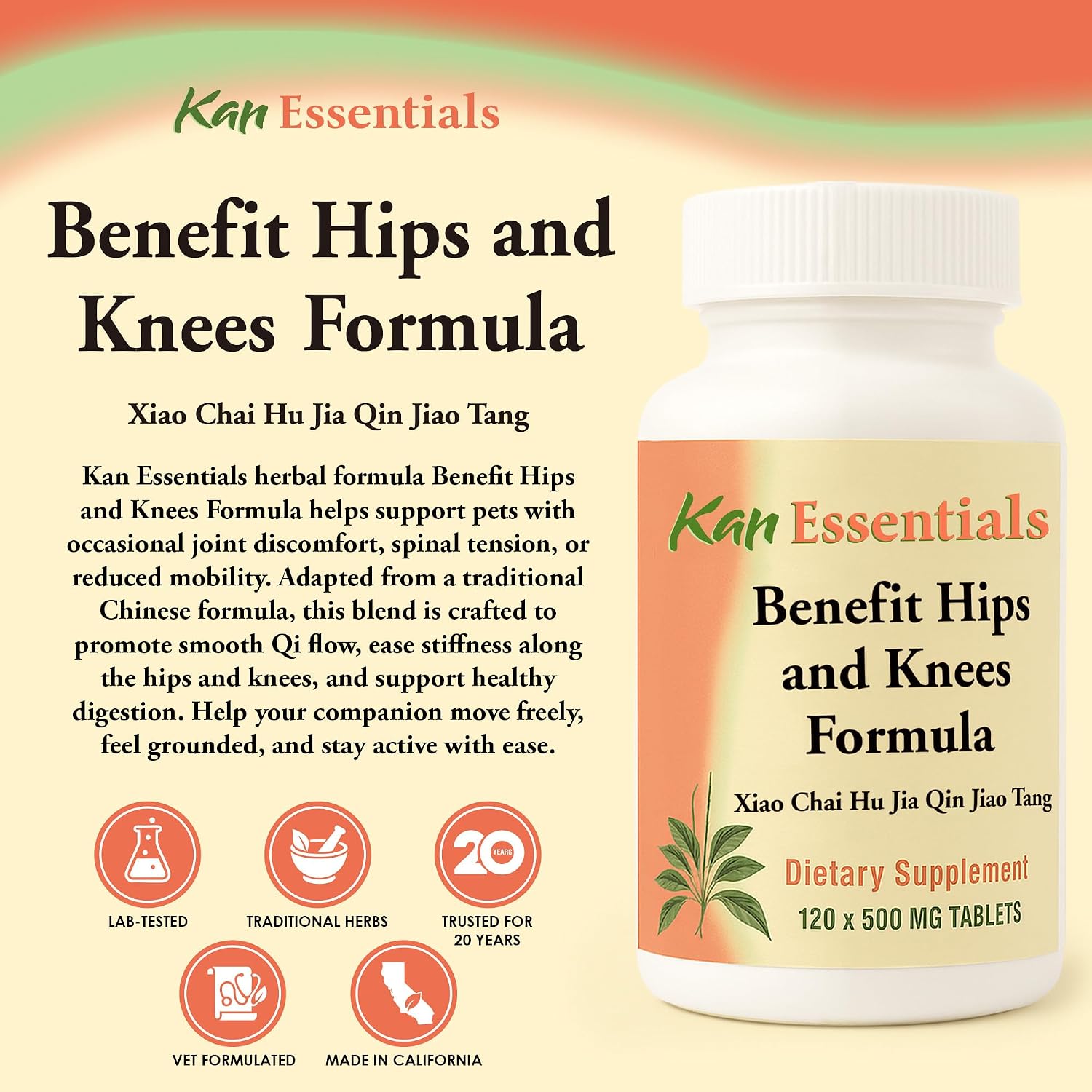 Kan Herb Company Benefit Hips and Knees Formula - Traditional Chinese Herbal Blend to Support Joint Comfort, Mobility, and Digestive Balance, Herbal Supplement Tablets for Pets, 120 Tablets - Image 2