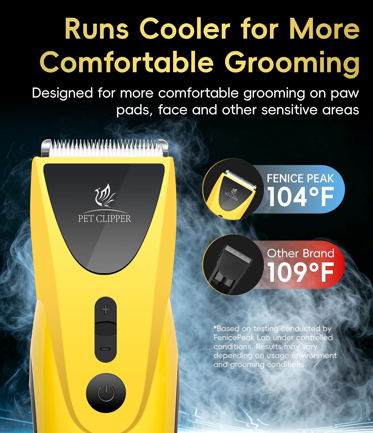 Fenice Peak premium feline grooming clippers side profile layout packaging details