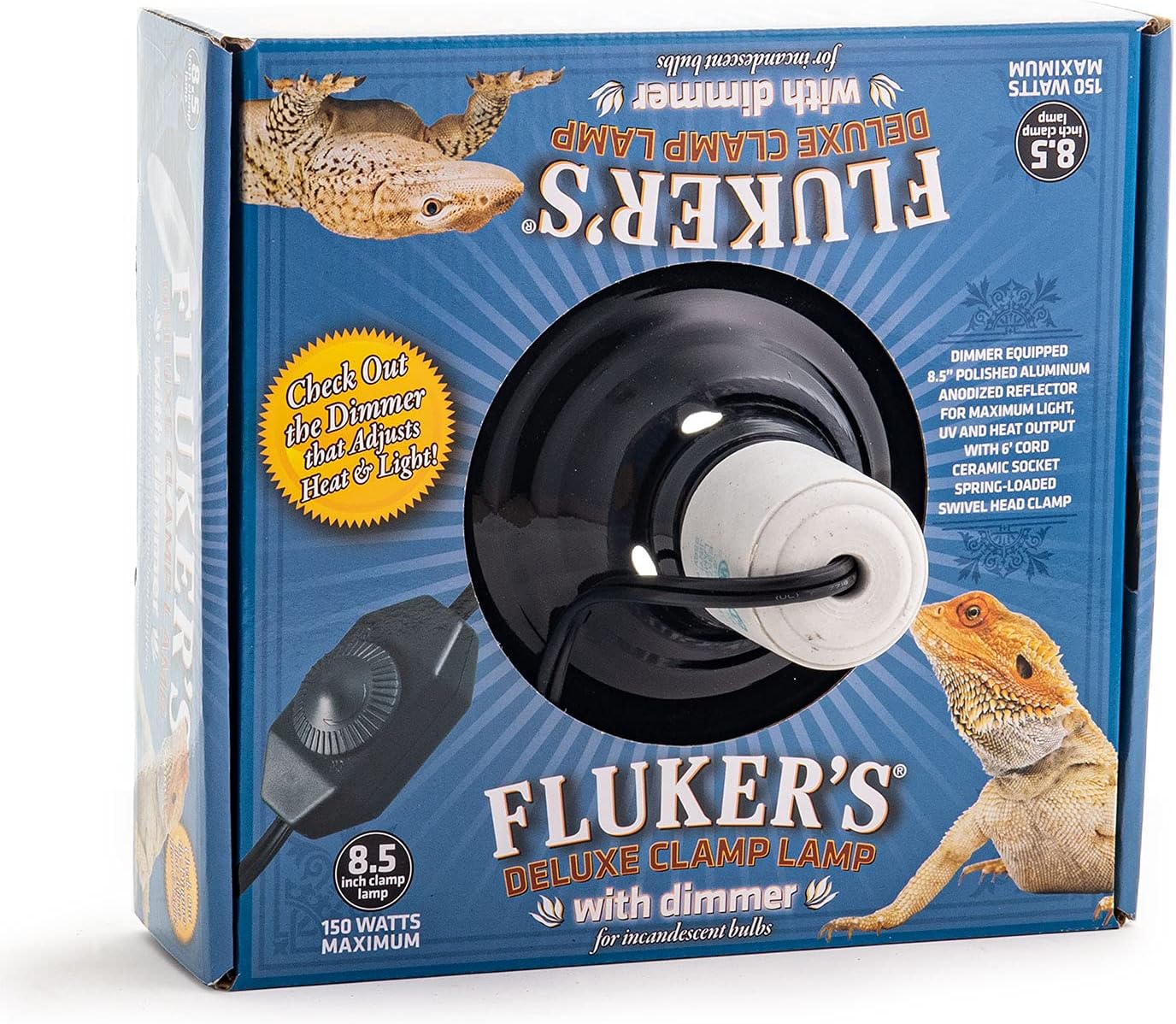Fluker's heavy duty reptile heating lamp fixture aluminum dome view