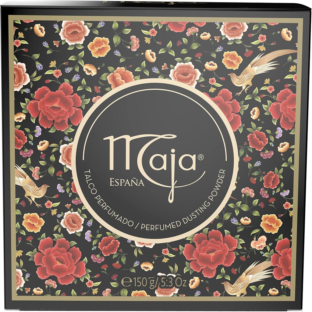 Myrurgia Maja Perfumed Powder 5.3 Ounce front view classic packaging.