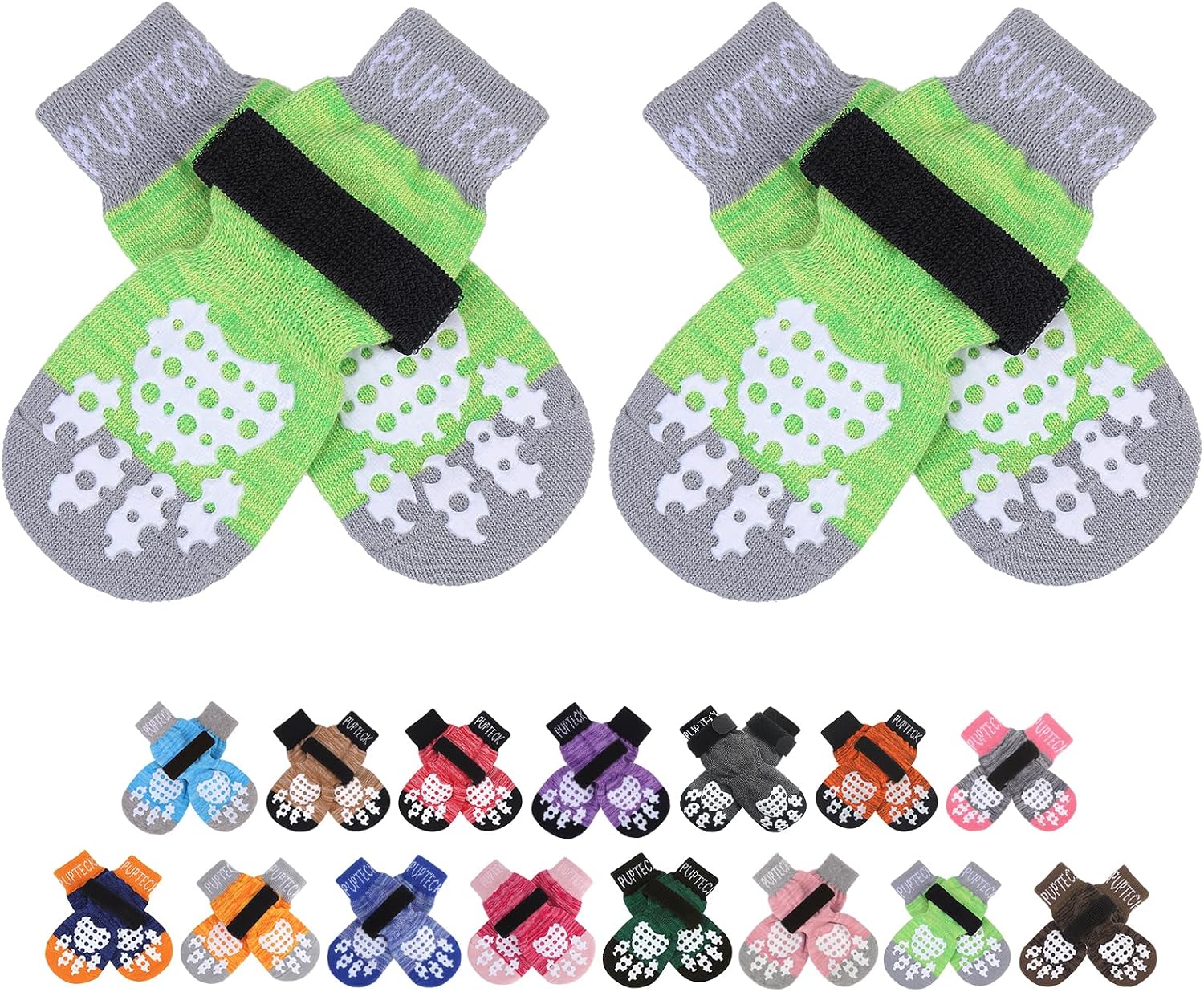PUPTECK Anti-Slip Dog Socks with Double Sides Grips for Small Medium Large Dogs Hardwood Floors Prevents Licking, Dog Shoes for Hot Pavement Traction Control Paw Protector for Senior Dogs, Grey L - Image 10