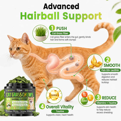 Indoor cat enjoying Zhsteveg hairball remedy supplement chews