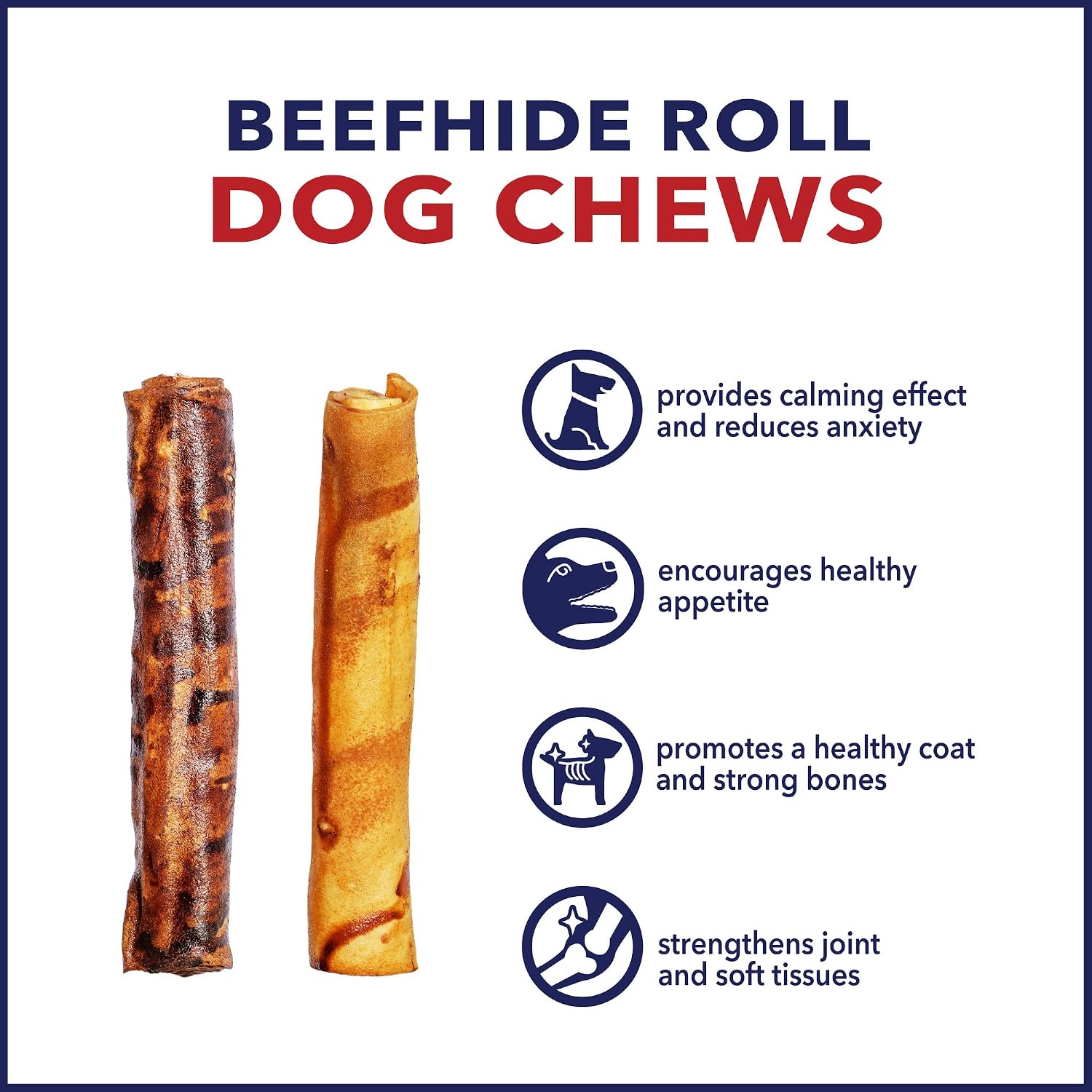 Pet Factory American beefhide rolls basted with chicken and beef flavor for dental health