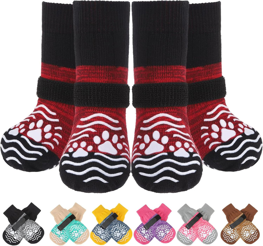 Senior dog walking comfortably with anti-slip paw protectors
