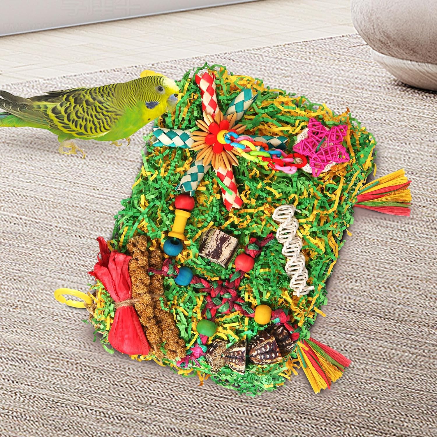 Eco friendly bird safe shredding toy for small and medium parrots