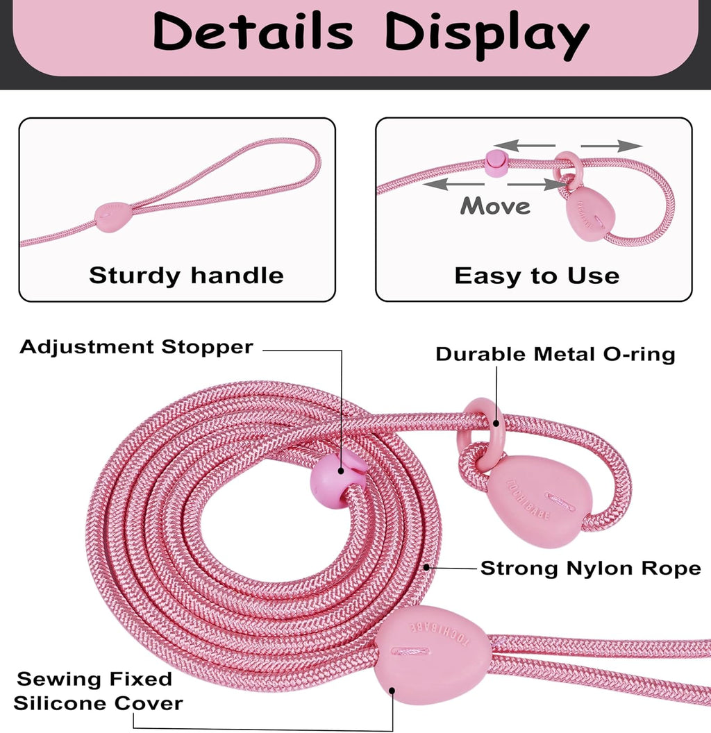 Close up of the metallic ring on the pink Tochibabe no pull puppy leash.