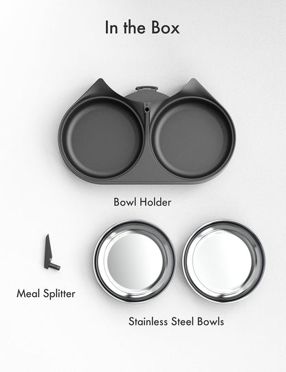 Close up of the adjustable portion lever on the PETLIBRO twin pet food dispenser attachment.