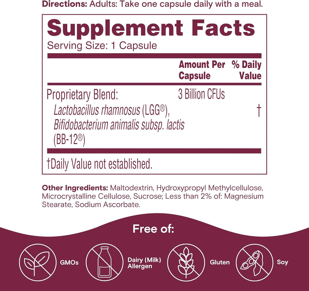 Phillips Colon Health ingredients and dietary attributes panel