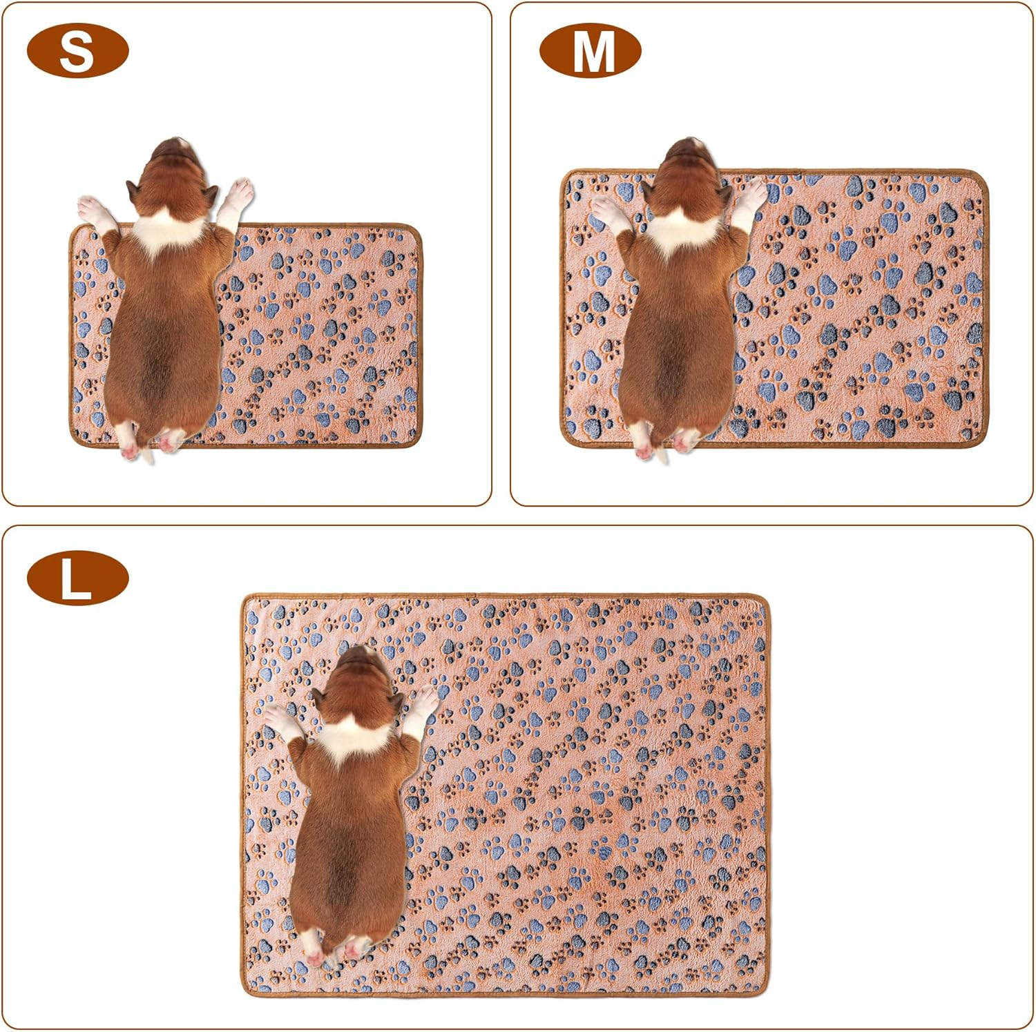 Cadono plush flannel puppy throws in white pink and brown colors laid flat