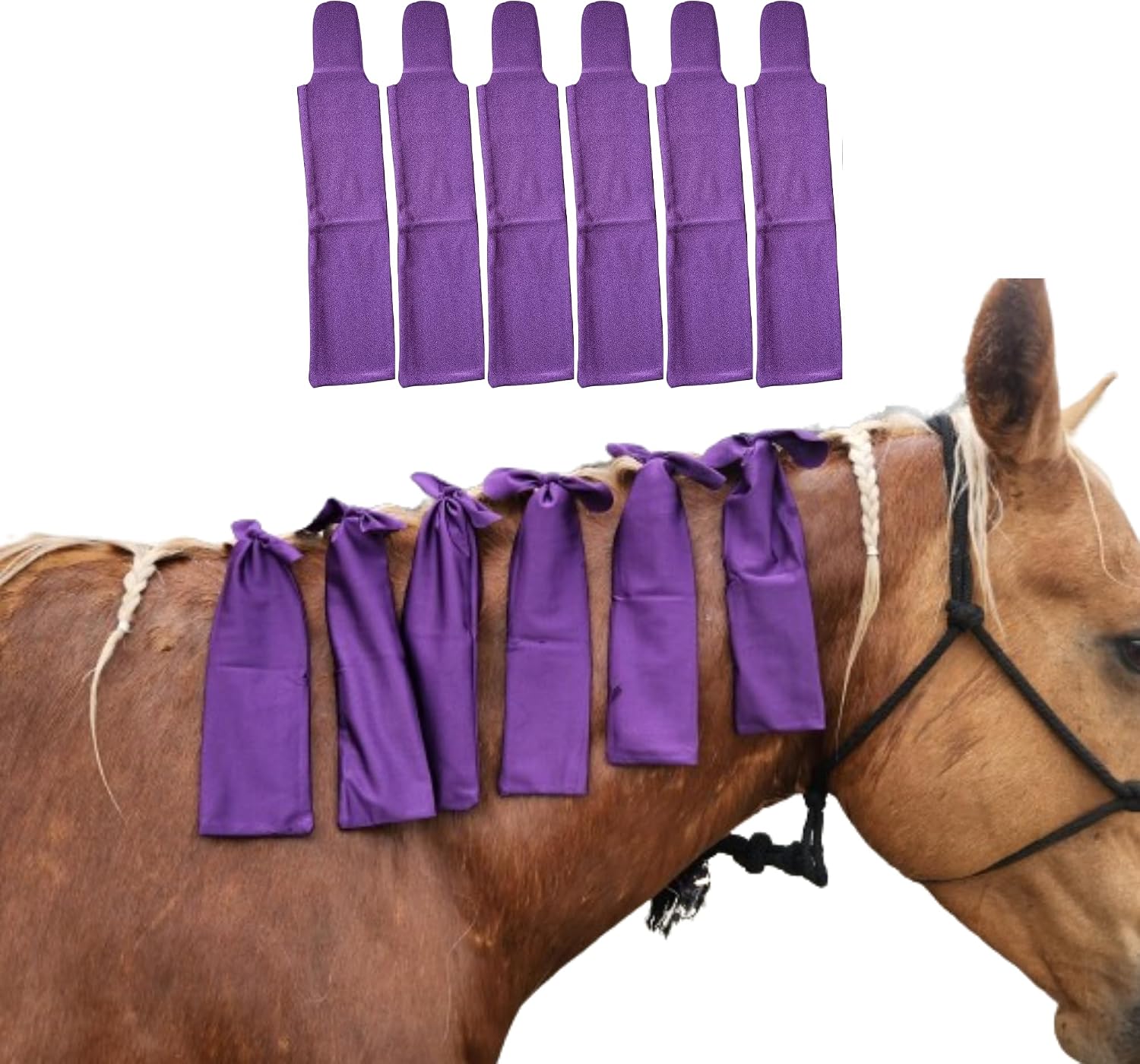 Horse Mane Bags for Horses, Set of 6 Handmade Lycra Mane Bags, Helps Reduce Tangles, Breakage & Rubbing, Washable Braided Mane Covers for Longer, Healthier Manes, Ranch Hand (Dark Blue) - Image 13