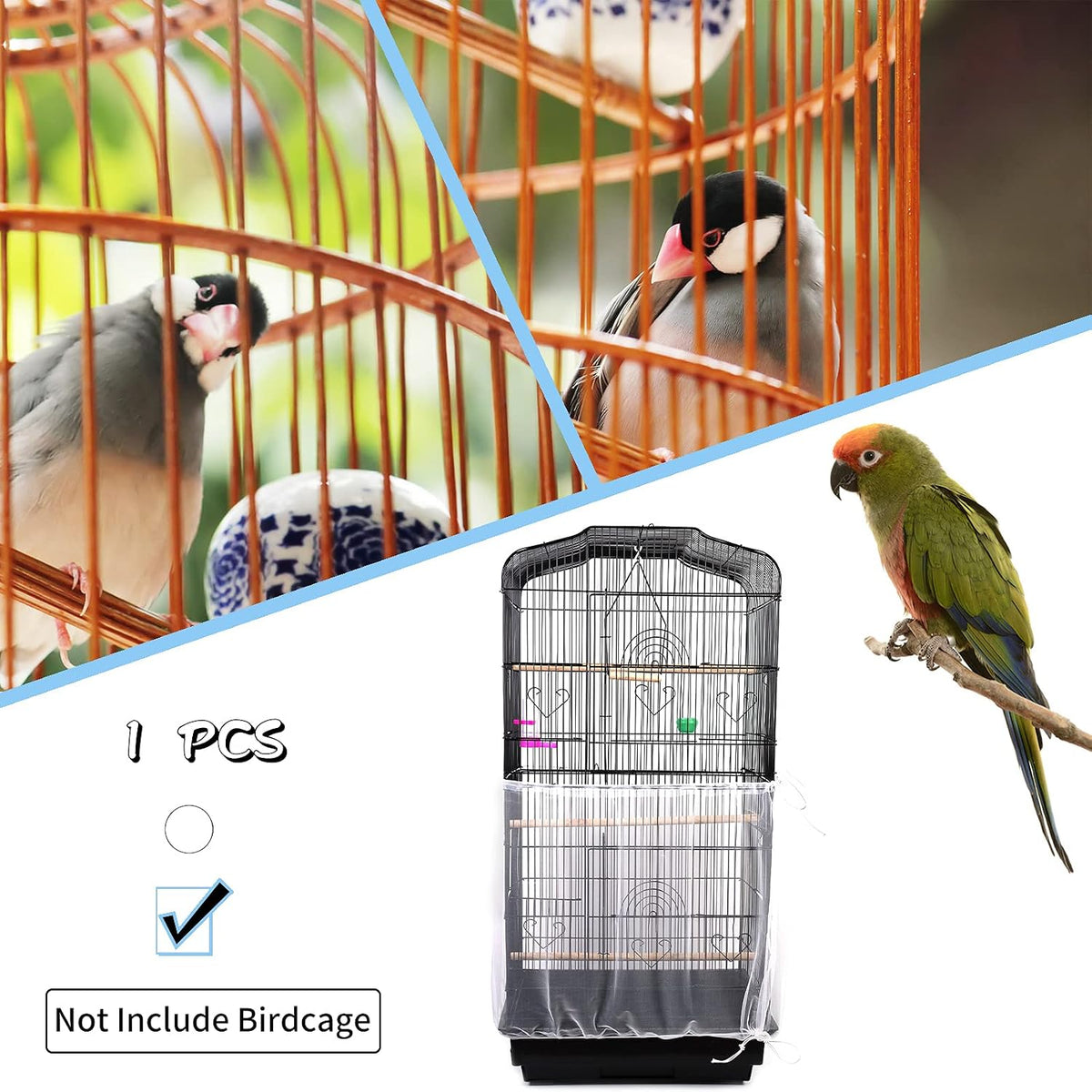 Comparison of bird cage with and without Daoeny mesh cover