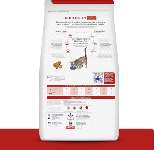 Hill's Prescription Diet clinical cat food for kidney and heart support packaging details