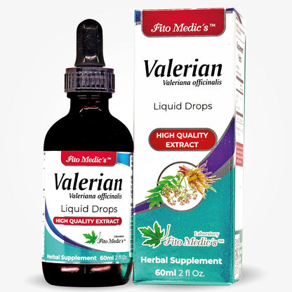 Fito Medics Valerian Root Liquid Extract Drops front view bottle for natural sleep aid