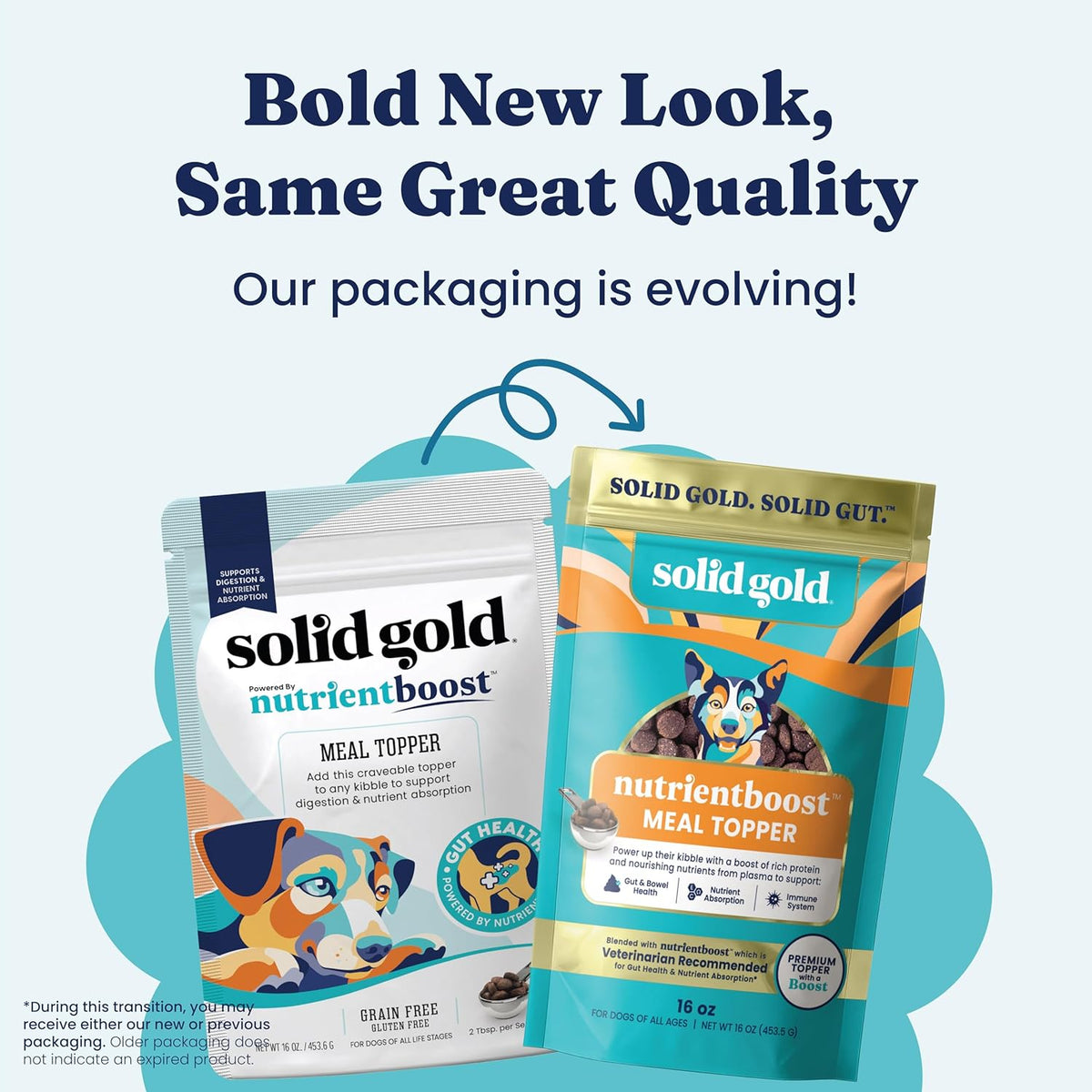 Solid Gold plasma infused gut health dog topper ingredients label