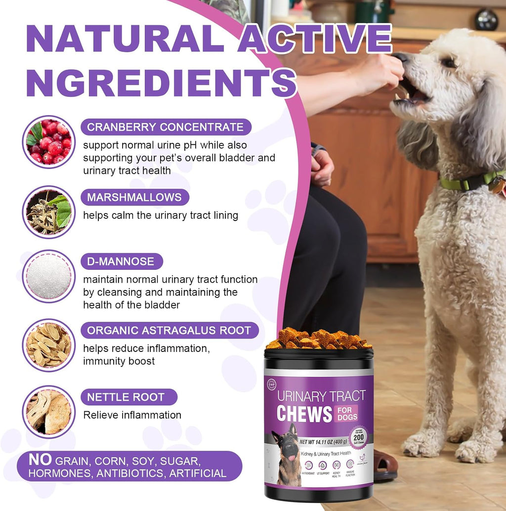 Soft chicken flavored bites for dog incontinence remedy and daily bladder control packaging