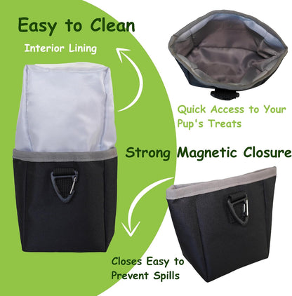 Dog Walking Fanny Pack with Removable Treat Pouch & 2 Retractable 300ml Water Bottle Holders, No Spill Magenetic Clasp - Hands-Free Pouches Training Waist Bag for Dog Owners, Poop Bag Dispenser - Image 5