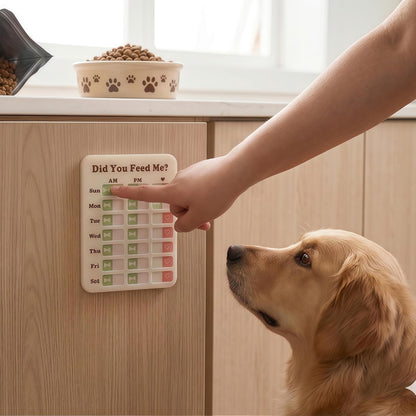 Detailed view of the high quality acrylic layout and weekly tracking rows on the dog sign.