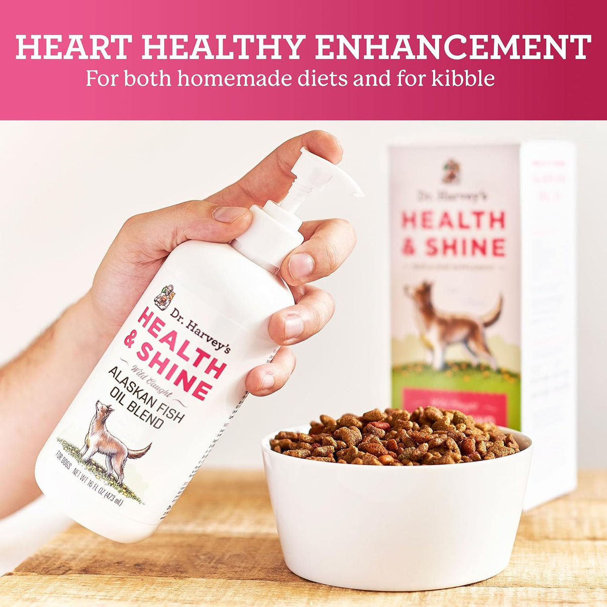 Securely sealed 16 fluid ounce bottle of imported USA premium dog skin and coat supplement.