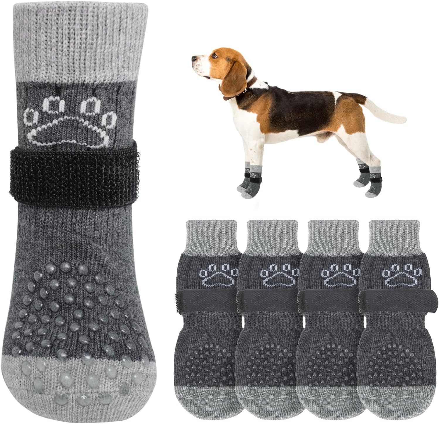 SCENEREAL Dog Socks to Prevent Licking Paws for Hot/Cold Pavement Anti Slip, Dog Shoes for Hardwood Floors, Dog Boots & Paw Protectors with Grippers for Small Medium Large Senior Dogs, Pink S - Image 15
