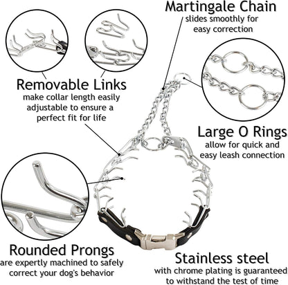 Herm Sprenger canine prong collar quick snap buckle mechanism detailed shot.