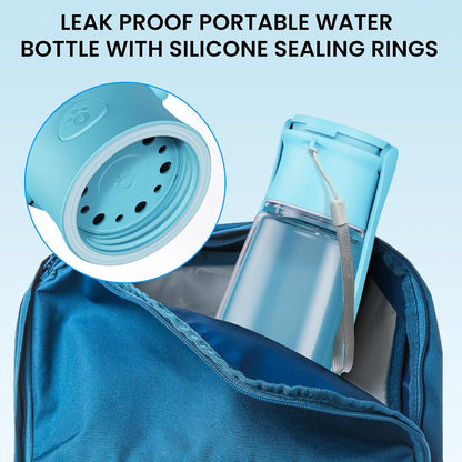 Side view of the 19 ounce dog water dispenser showing the leak proof button mechanism.