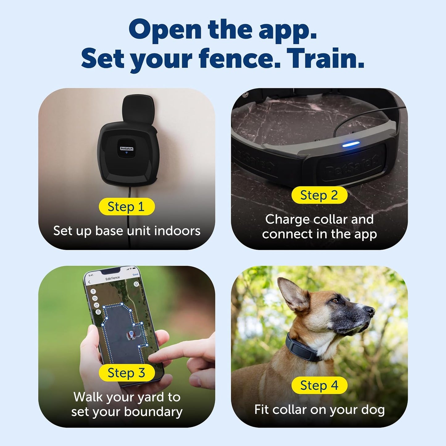 Smartphone application interface displaying the custom boundary mapping setup for yards.