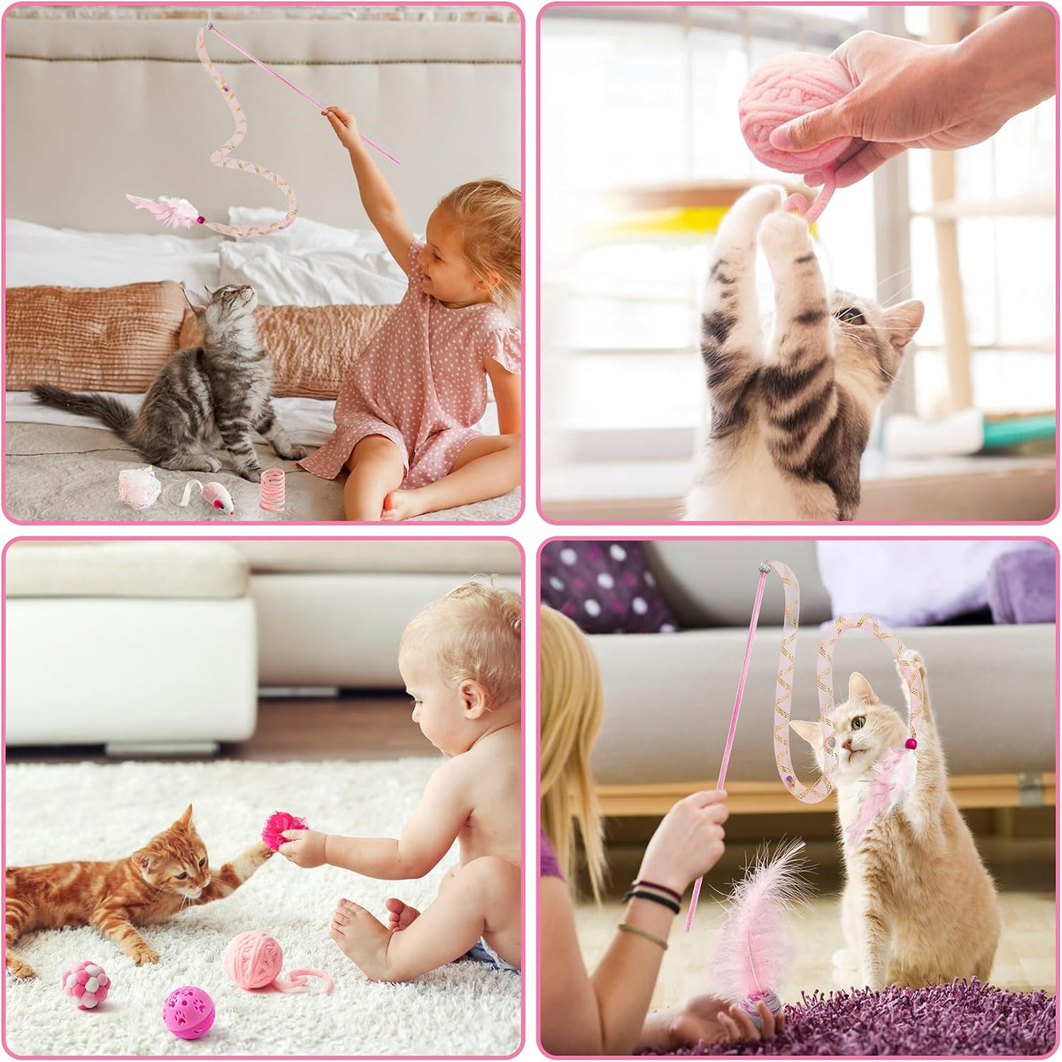 MALLMALL6 interactive jingle bell ball and fuzzy toys for kittens