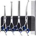 Gimars professional dog grooming scissors kit front view featuring complete six piece set in open storage case