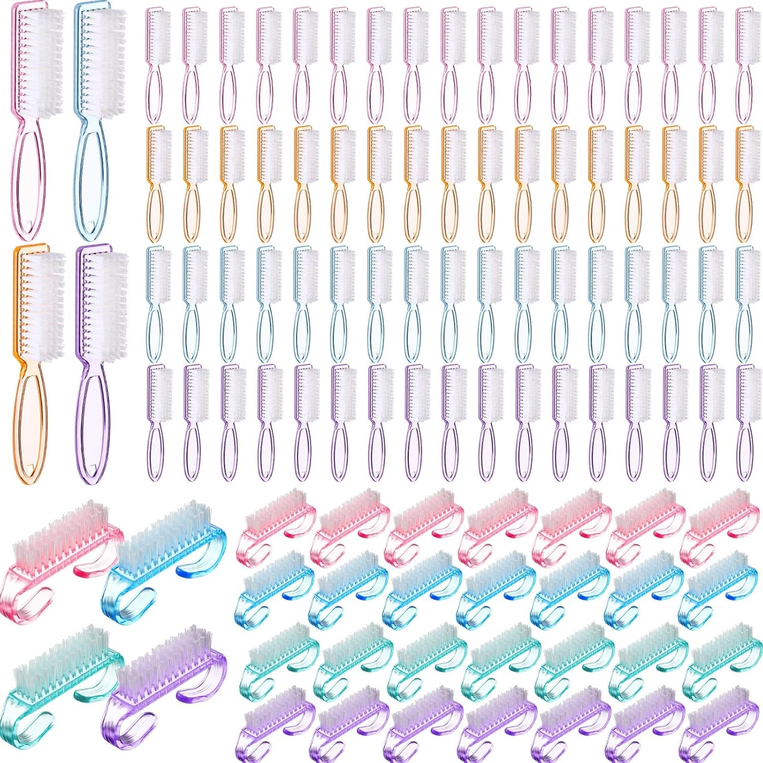 Patelai handle grip nail brush twenty-four count package front view showing assorted colors.
