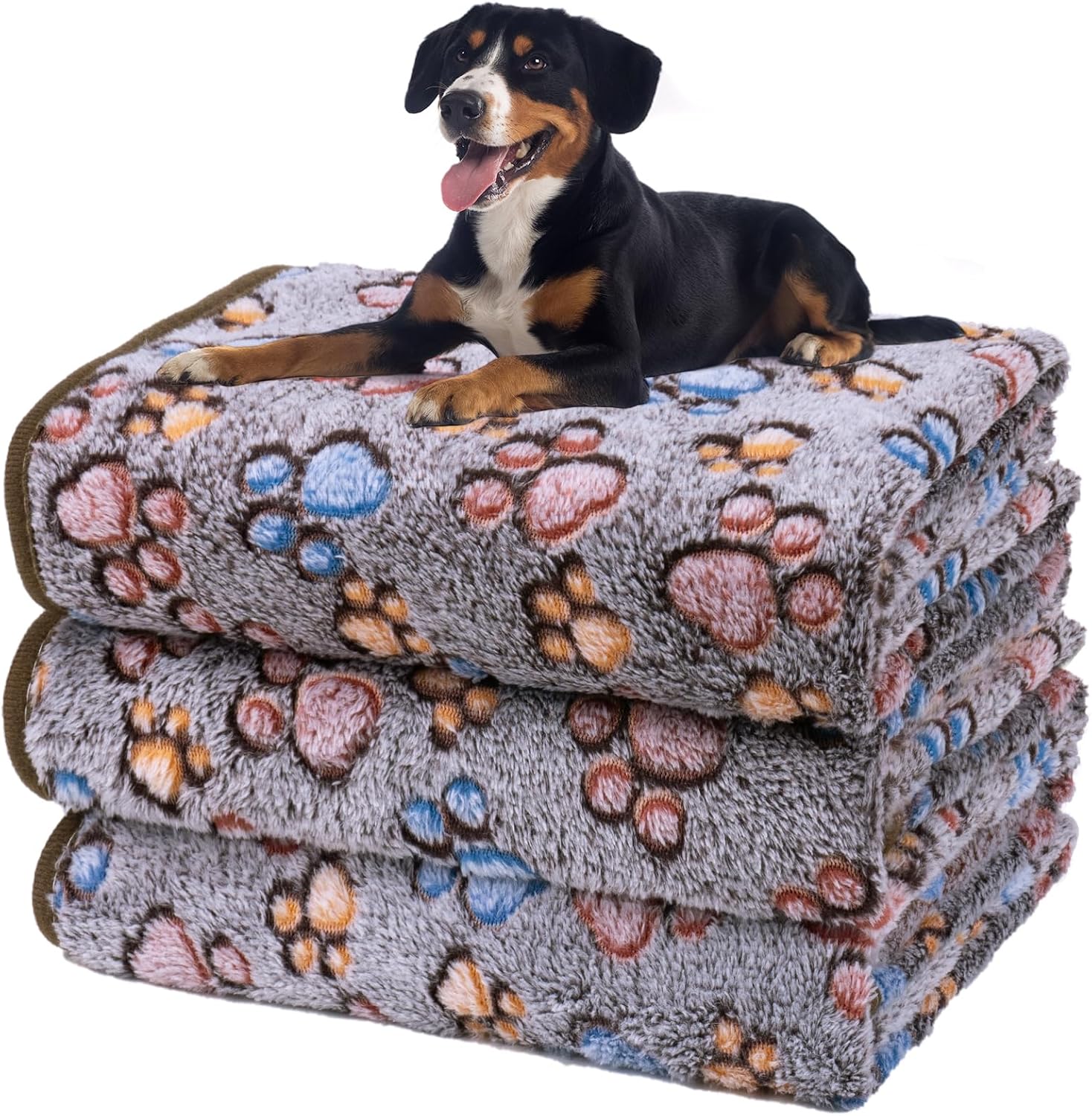 Dono 1 Pack 3 Dog Blankets, Soft Fluffy Fleece Pet Blanket Warm Sleep Mat Paw Print Design Puppy Kitten Throw Blankets Doggy Blanket for Dogs - Image 9