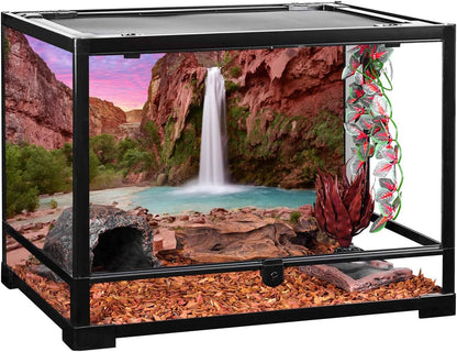AWERT high-definition realistic sunset mountain landscape backdrop attached to a reptile enclosure