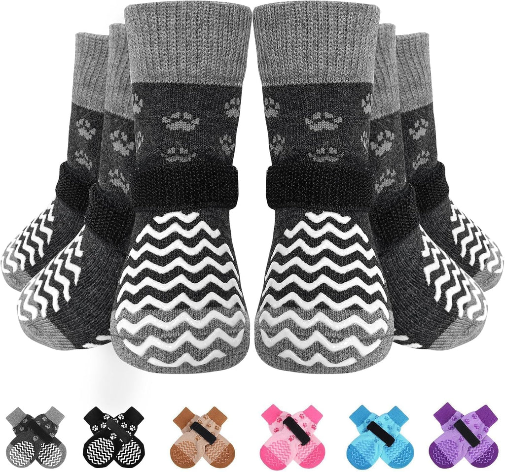 EXPAWLORER 6Pcs Anti Slip Dog Socks to Prevent Licking Paws, Dog Shoes for Hot Pavement Double Sides Dog Boots & Paw Protectors Booties for Hardwood Floors with Grip Small Medium Large Senior Dogs, S - Image 13