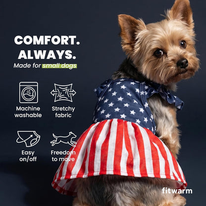 Fitwarm summer pet sundress displaying the high-cut belly design