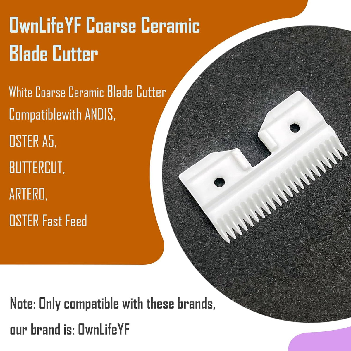 Close up view of the durable zirconia ceramic coarse blade replacement cutter