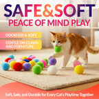 Comparison of HA SHI cat toy ball size relative to a hand