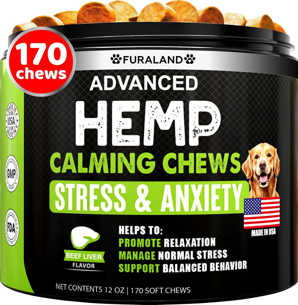 Grateful Pawz Hemp Calming Chews for dogs front view packaging.