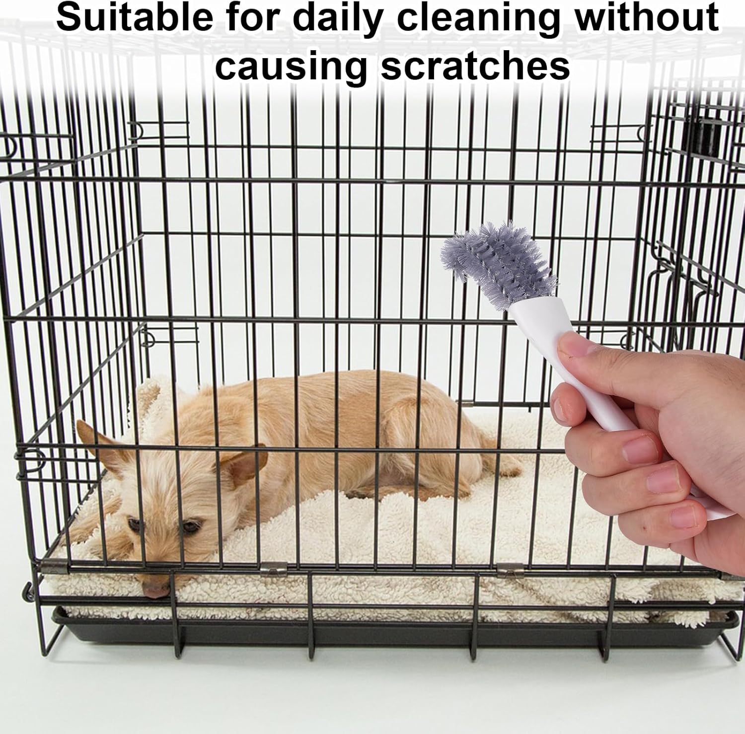 Multi-purpose pet enclosure cleaning brush showing the 17.5 centimeter handle length