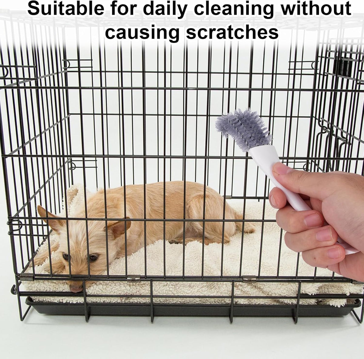 Multi-purpose pet enclosure cleaning brush showing the 17.5 centimeter handle length