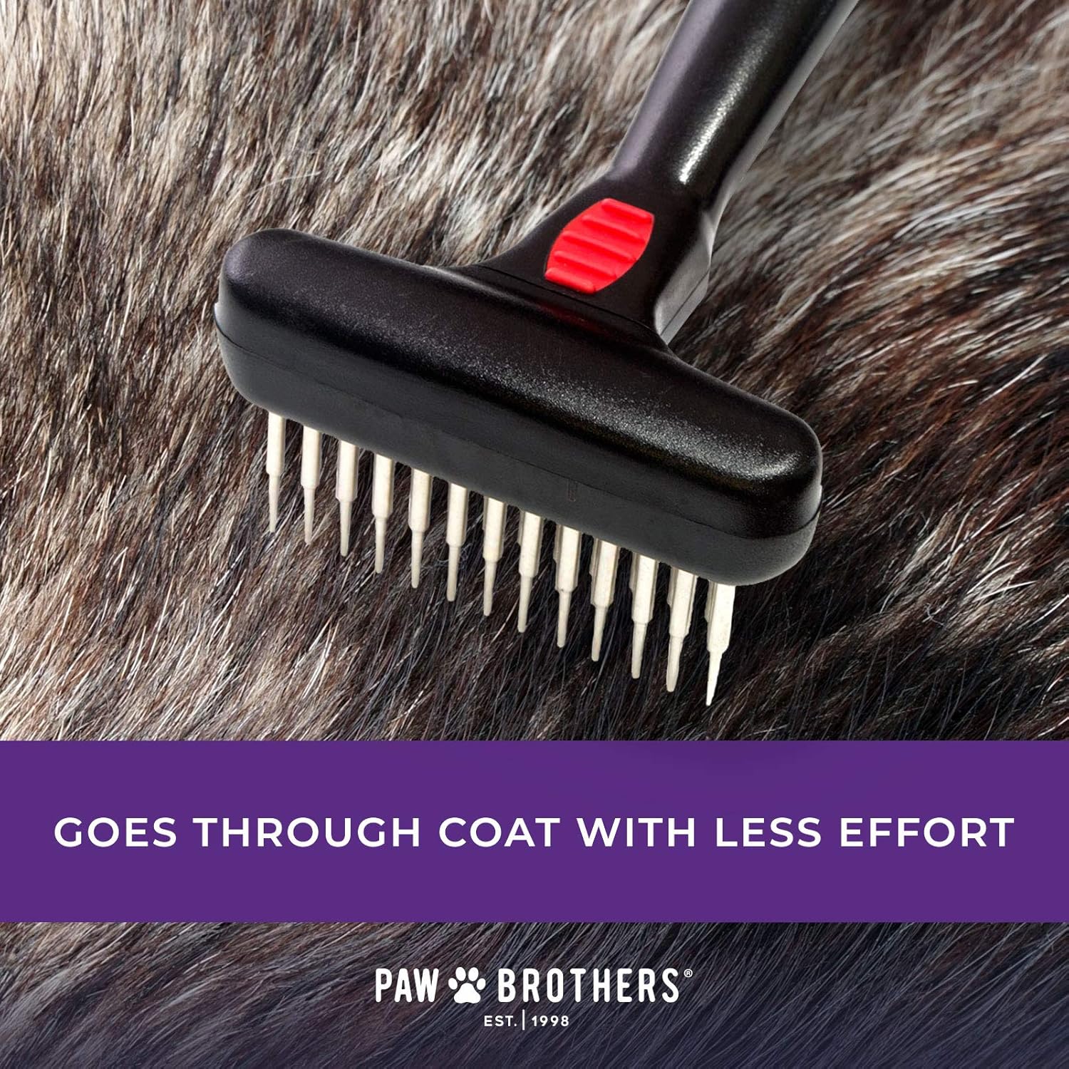 Comfort grip handle of Paw Brothers undercoat rake