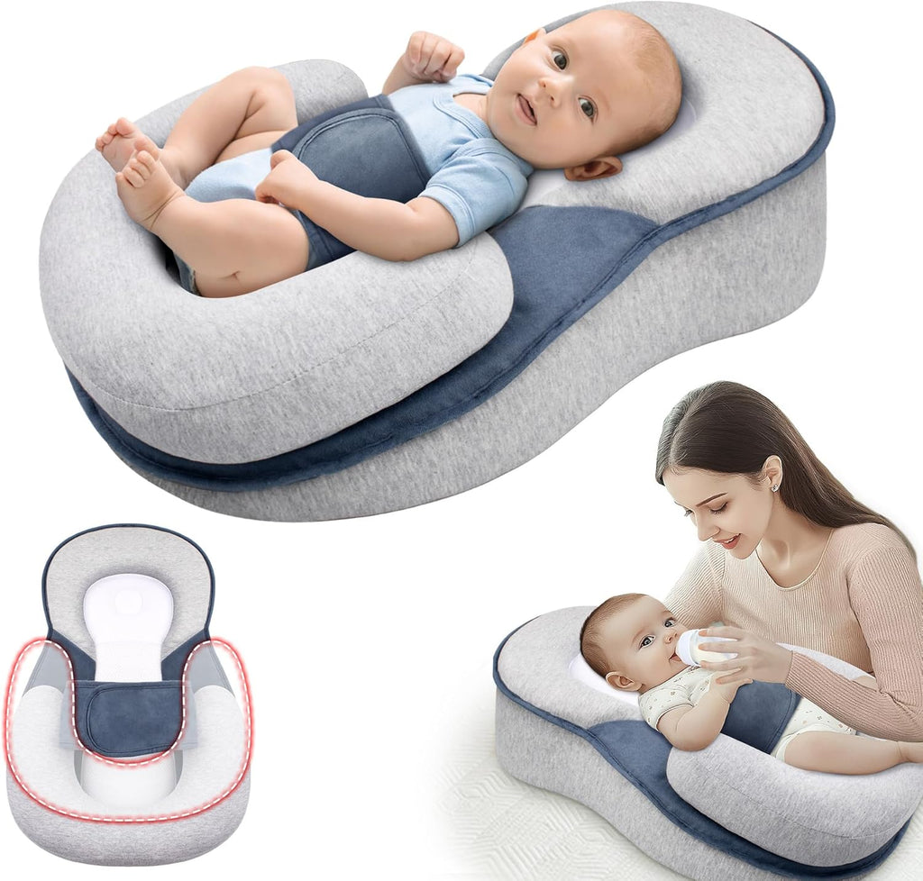 XFaa gray small baby feeding pillow front view